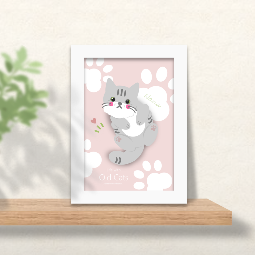 １ ナナちゃん (MI01HGFNA) アートポスター - Life with Old Cats
