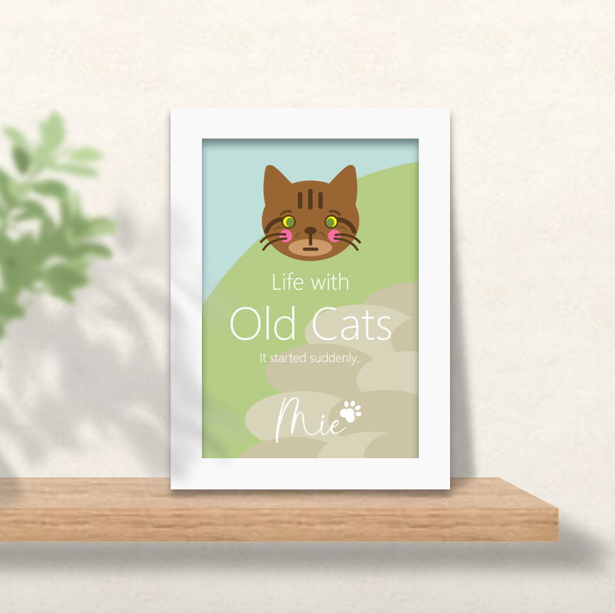 ３ ミーちゃん (MI03HGFMI) アートポスター - Life with Old Cats