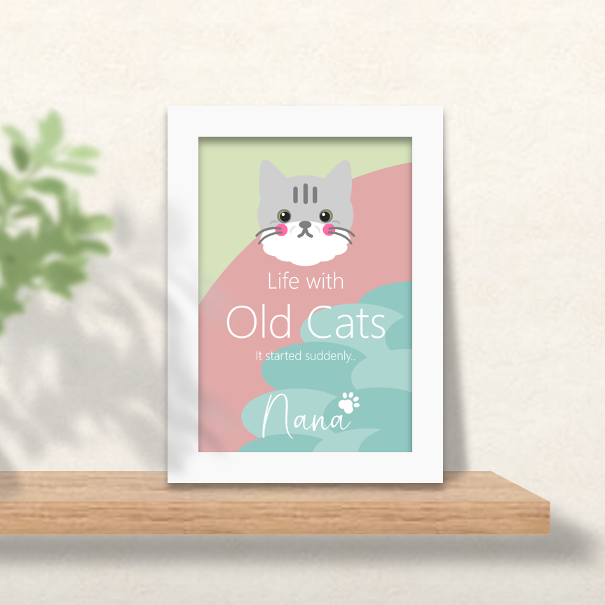 ３ ナナちゃん (MI03HGFNA) アートポスター - Life with Old Cats